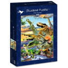 Puzzle - Bluebird - Dinozaury o zachodzie słońca
