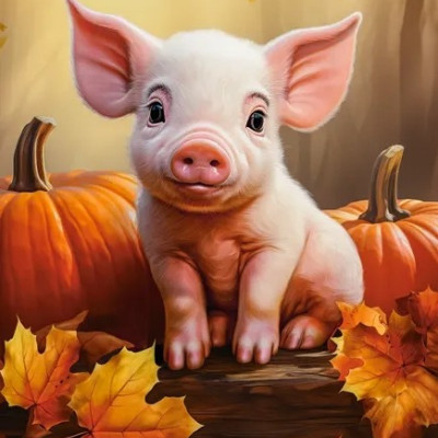 Słodki jesienny prosiaczek