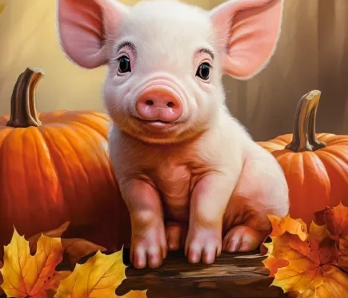 Puzzle - Castorland - Słodki jesienny prosiaczek