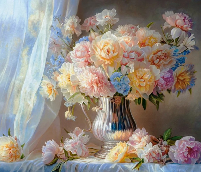 Puzzle - Castorland - Pastelowe piwonie