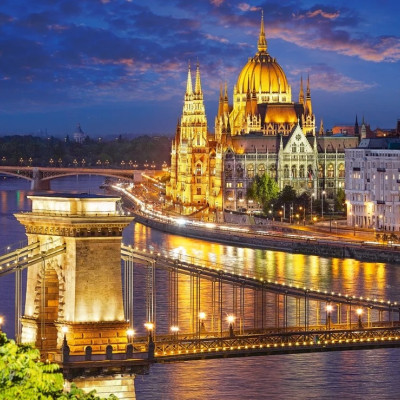 Widok na Budapeszt o zmierzchu