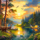 Puzzle - Castorland - Zachód słońca nad leśną rzeką