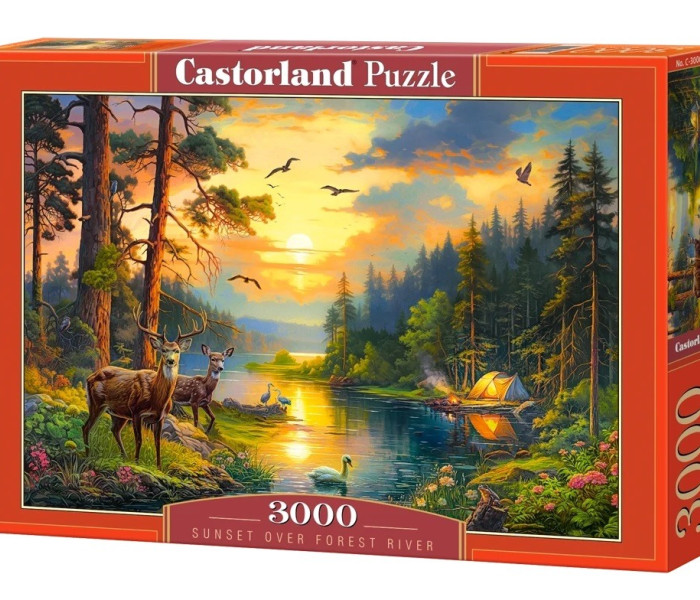 Puzzle - Castorland - Zachód słońca nad leśną rzeką