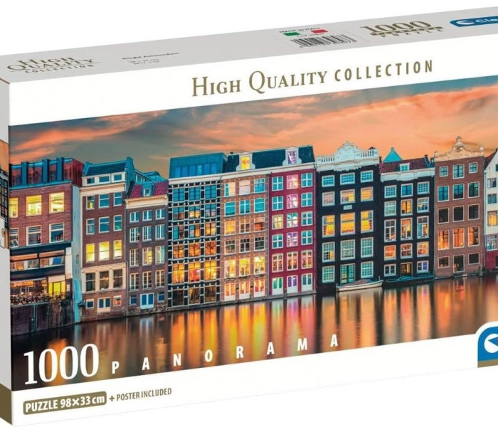 Puzzle - Clementoni - Tętniący życiem Amsterdam - Puzzle Panoramiczne