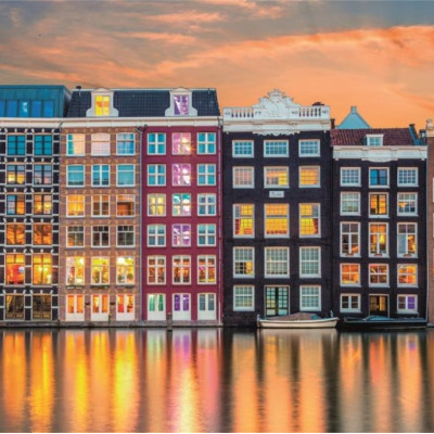 Tętniący życiem Amsterdam - Puzzle Panoramiczne 