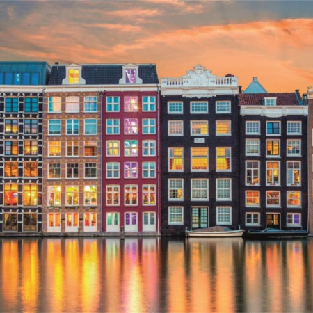 Tętniący życiem Amsterdam - Puzzle Panoramiczne 