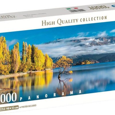Złote odbicia jeziora Wanaka - Puzzle Panoramiczne 