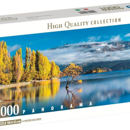 Złote odbicia jeziora Wanaka - Puzzle Panoramiczne 