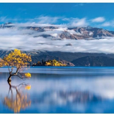 Złote odbicia jeziora Wanaka - Puzzle Panoramiczne 
