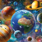 Puzzle - Dino - Planety Świecąca układanka