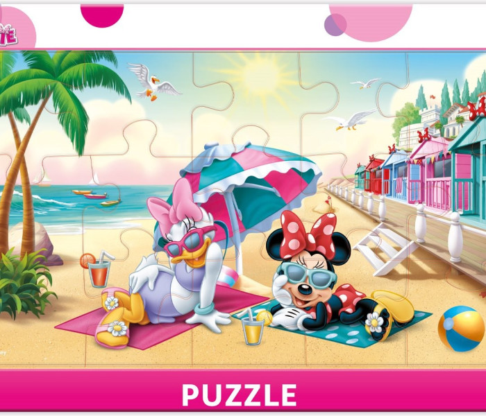 Puzzle - Dino - Minnie i Daisy na plaży