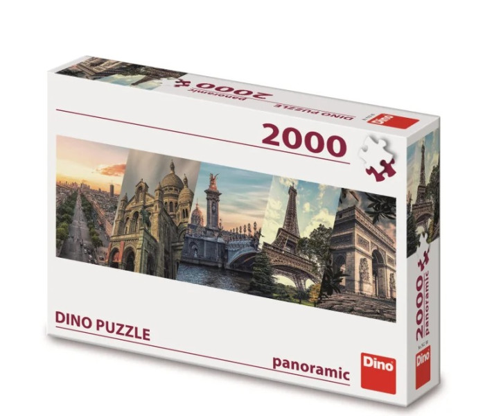 Puzzle - Dino - Paryż Kolaż - Puzzle Panoramiczne