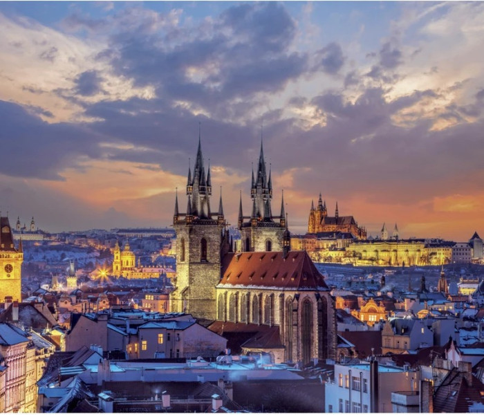 Puzzle - Dino - Widok na Hradczany Świecąca układanka