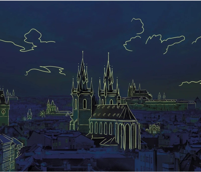 Puzzle - Dino - Widok na Hradczany Świecąca układanka