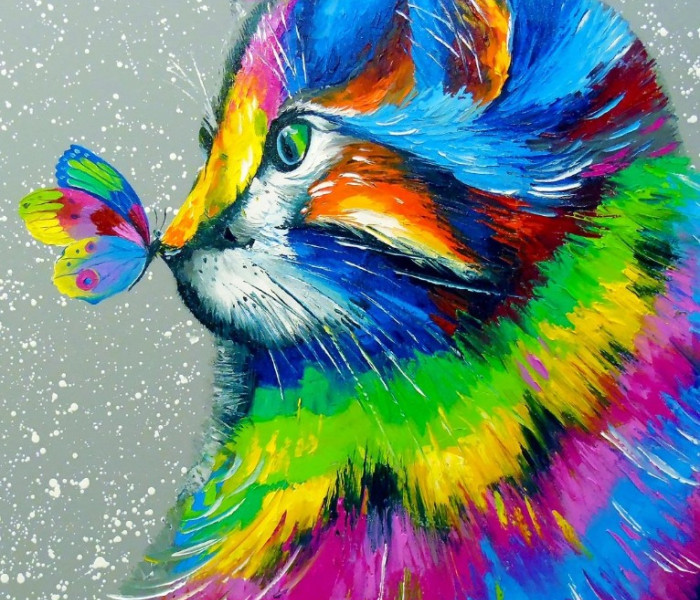 Puzzle - Enjoy - Piękny kot i motyl