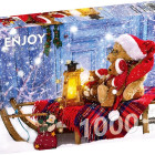 Puzzle - Enjoy - Misie w czapkach Mikołaja