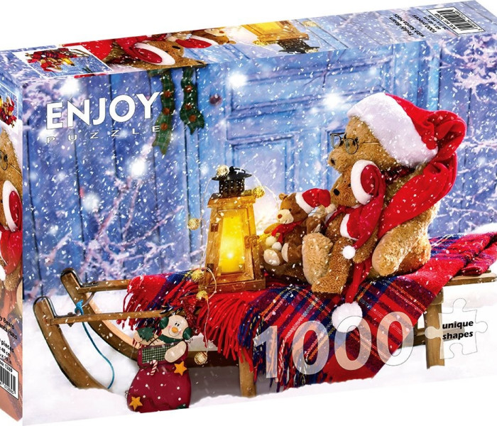 Puzzle - Enjoy - Misie w czapkach Mikołaja