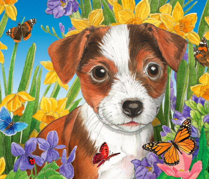 Puzzle - Enjoy - Szczenięta w ogrodzie