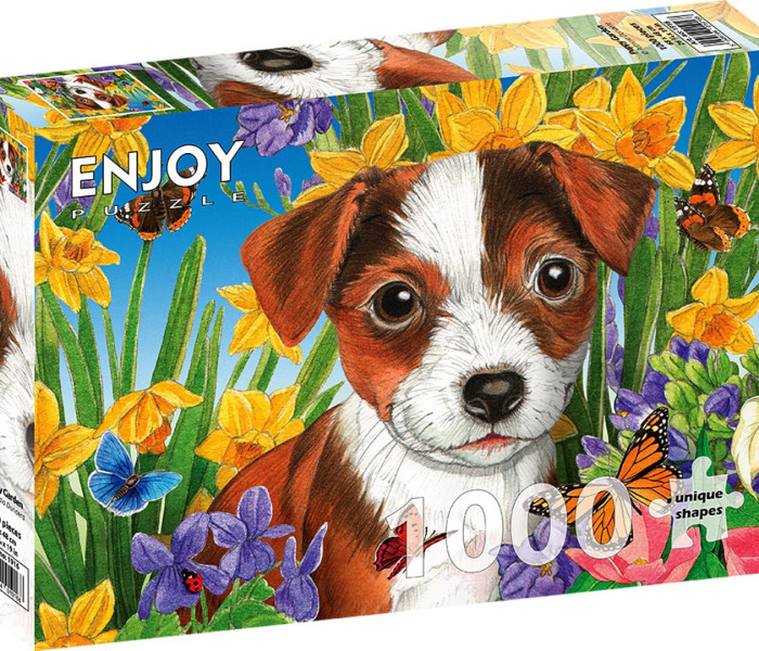 Puzzle - Enjoy - Szczenięta w ogrodzie