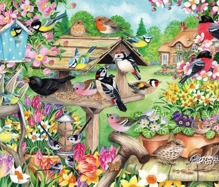 Puzzle - Falcon - Ptaki w ogrodzie wiosennym