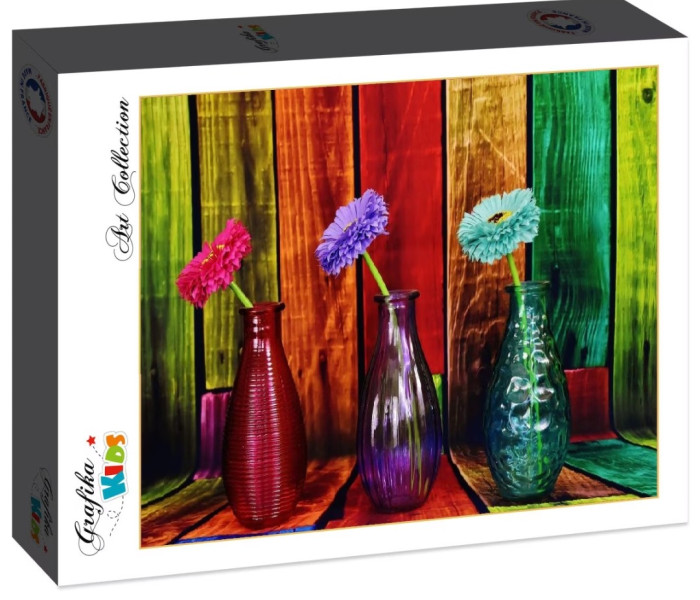 Puzzle - Grafika - Kolorowe wazony z kwiatami