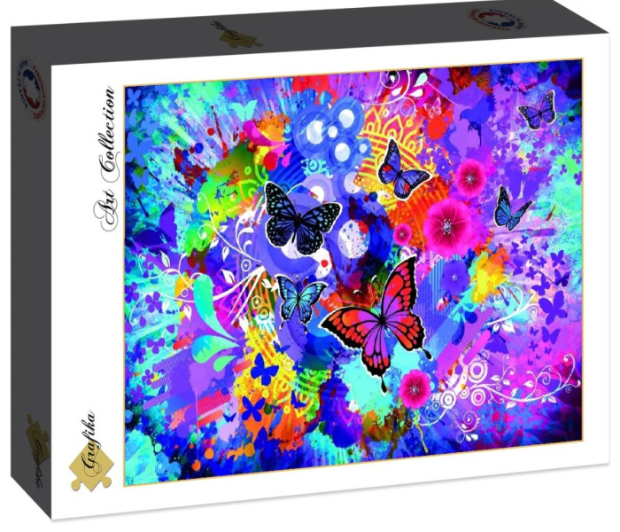 Puzzle - Grafika - Kolorowe motyle i kwiaty