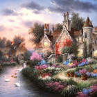 Puzzle - Grafika - Dom nad strumieniem młyńskim