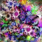 Puzzle - Grafika - Kwiaty i motyle