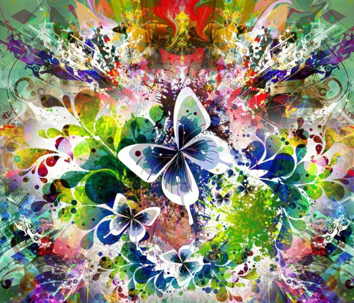 Puzzle - Grafika - Wiosenne kwiaty i motyle