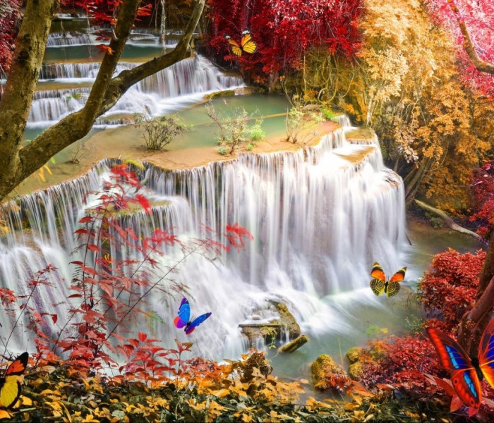 Puzzle - Grafika - Wodospad w głębokim lesie