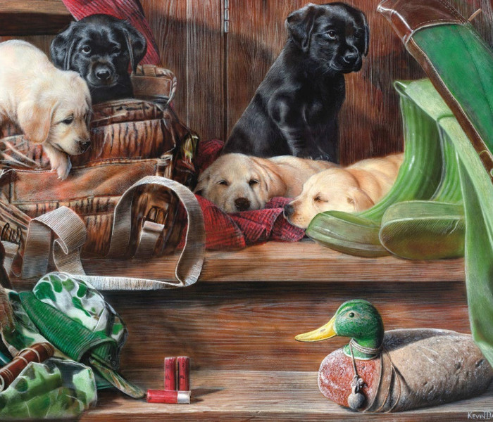 Puzzle - King - Szczenięta na schodach