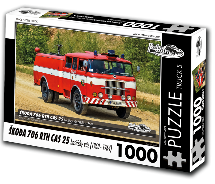 Puzzle - Retro-auta - Škoda 706 RTH CAS 25 Wóz strażacki (1960-1964)