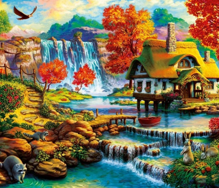 Puzzle - Bluebird - Dom przy wodospadzie