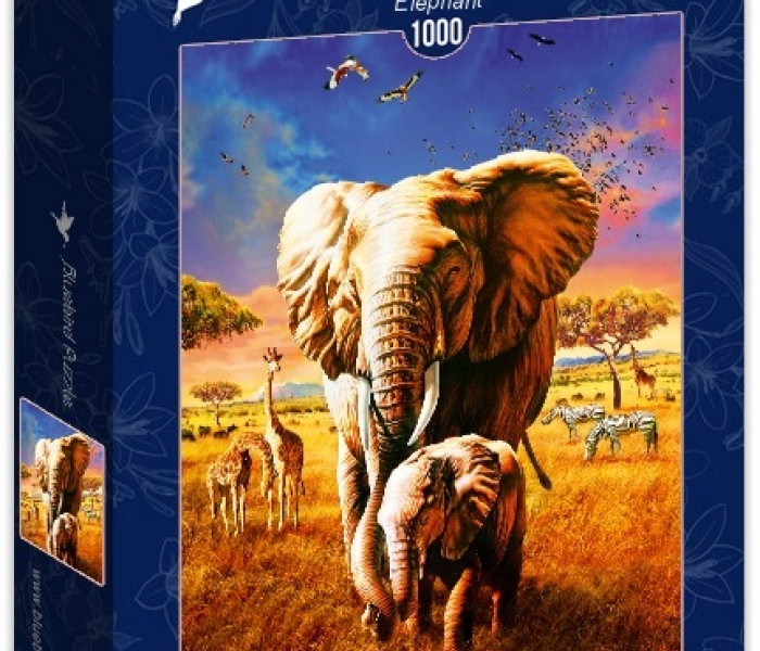 Puzzle - Bluebird - Słonie