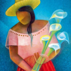 Puzzle - Bluebird - Kobieta z kwiatami