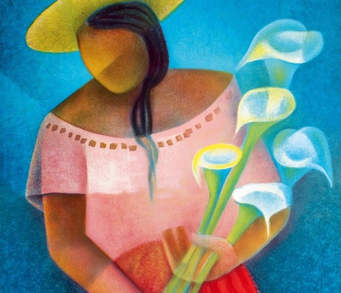 Puzzle - Bluebird - Kobieta z kwiatami