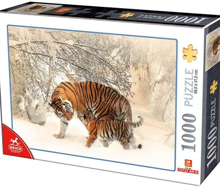 Puzzle - D-toys - Puzzle Tygrysy na śniegu