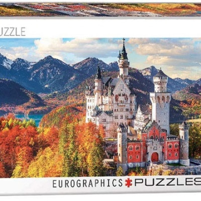 Widok na Neuschwanstein - Puzzle Panoramiczne 