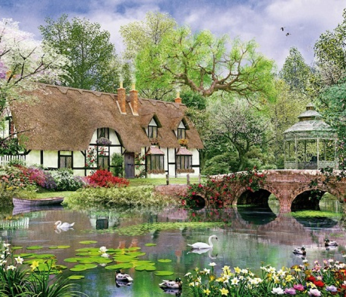 Puzzle - King - Domek z łabędziami