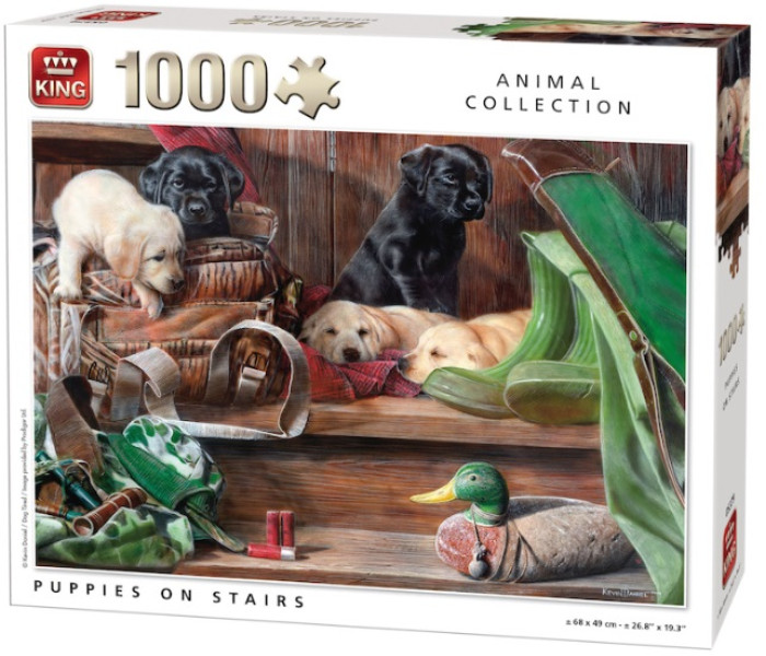 Puzzle - King - Szczenięta na schodach