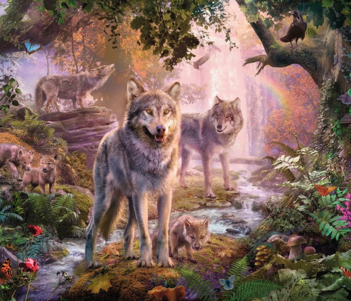 Puzzle - Ravensburger - Rodzina wilków latem