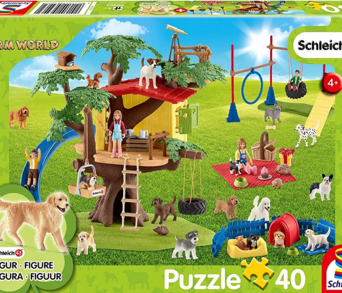 Puzzle - Schmidt - Szczęśliwe psy + figurka Schleicha