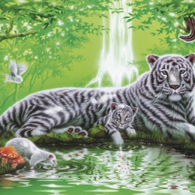 Przy wodospadzie - Puzzle Panoramiczne 