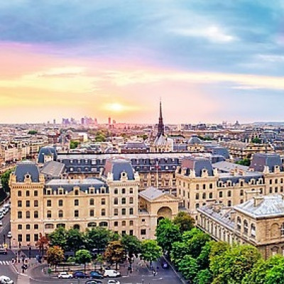 Widok na katedrę Notre-Dame – Puzzle Panoramiczne 