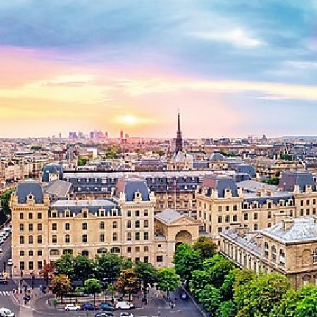 Widok na katedrę Notre-Dame – Puzzle Panoramiczne 